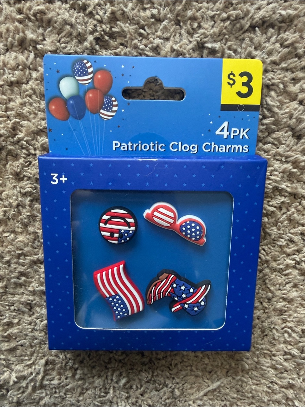 Patriotic Clog Charms - Red White & Blue 4-Pack